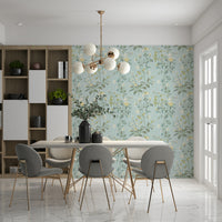 Pastel Garden Wall Mural – Whimsical botanical patterns in muted pastel tones creating a soft, natural ambiance.