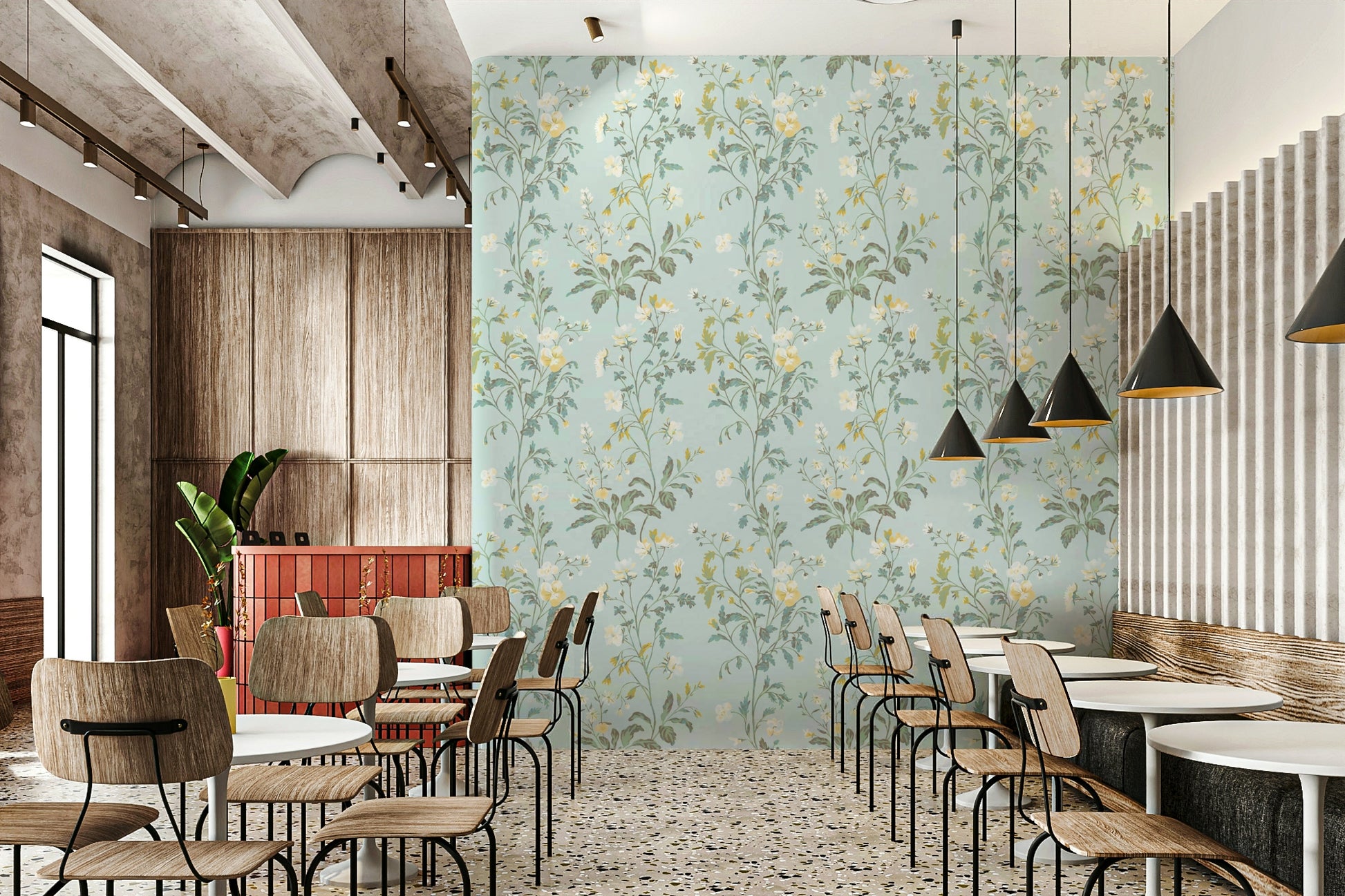 Dreamy Botanical Wallpaper – Airy pastel botanical patterns adding a light, whimsical touch to any room.