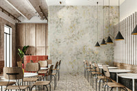 Leafy Wall Mural – Botanical Whispers – Subtle and detailed mural featuring soft green foliage for calming wall décor.