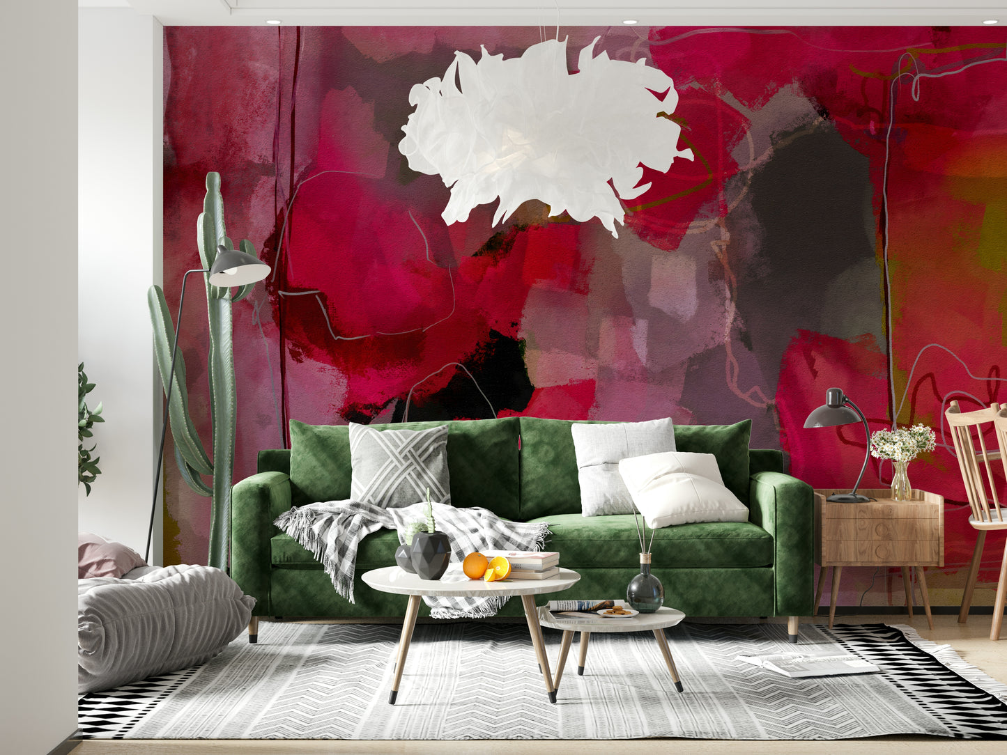 Contemporary Pink Wall Mural – Eye-catching abstract design with vibrant pink tones and modern artistic flair.