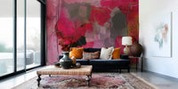 Abstract Pink Wall Mural – Dynamic swirling patterns in pastel and bright pink tones for contemporary wall décor.