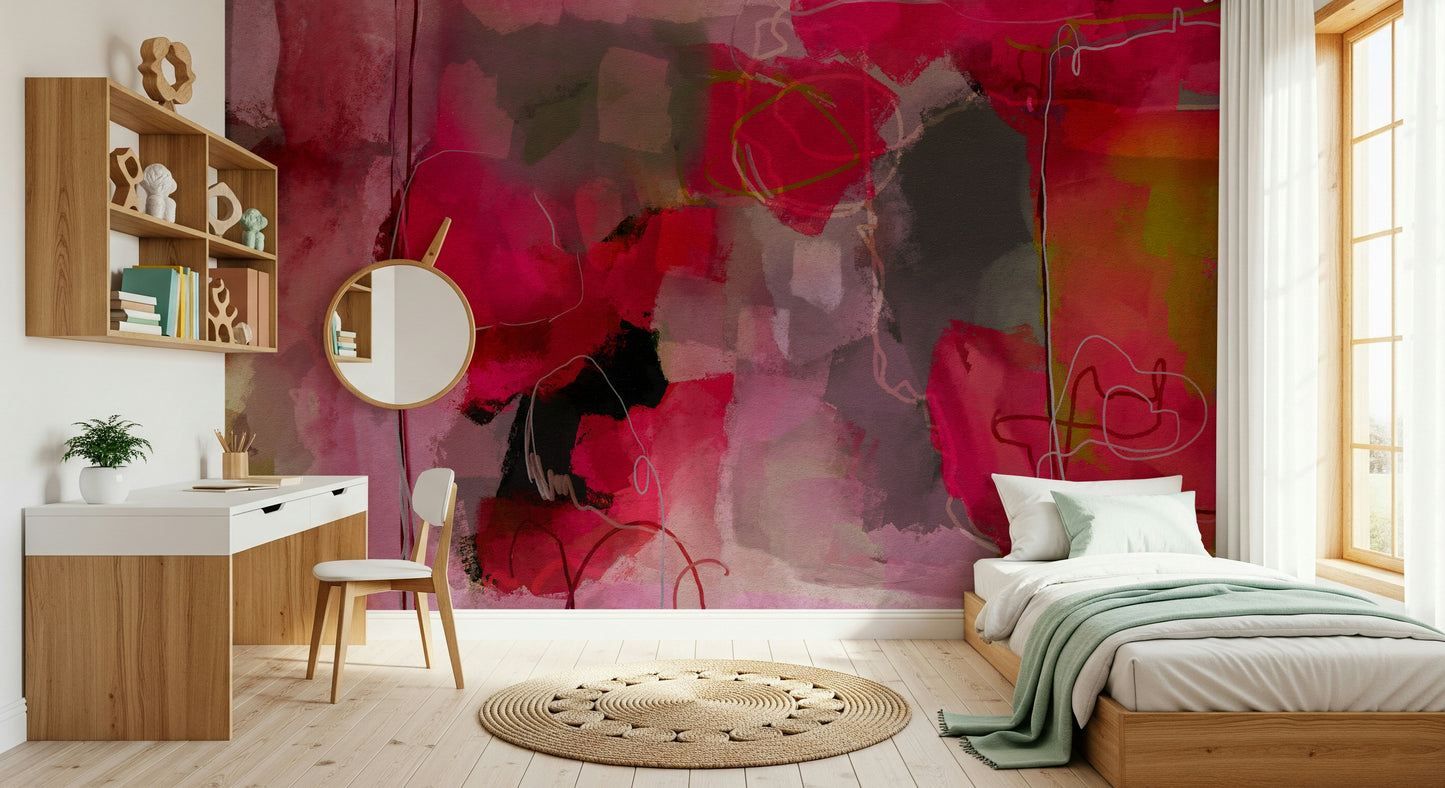 Pink Gradient Abstract Wall Mural – Soft and bold pink hues blending seamlessly into an elegant abstract composition.