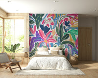 Vibrant Bloomscape Wall Mural – Colorful floral landscape with bold, blooming flowers in vivid hues for a lively interior.