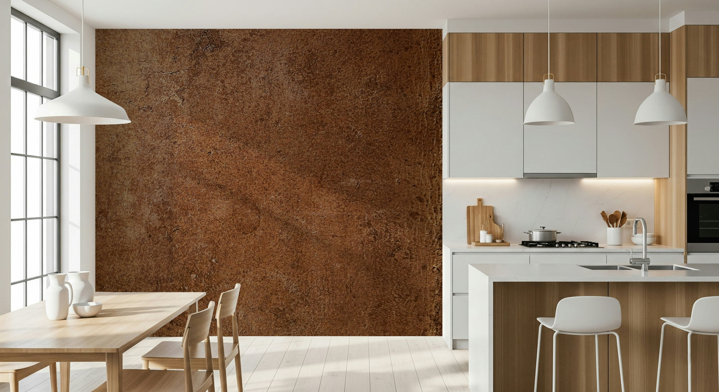 Saddle Leather Texture Wallpaper – Deep caramel-brown mural featuring realistic aged leather details and soft sheen.