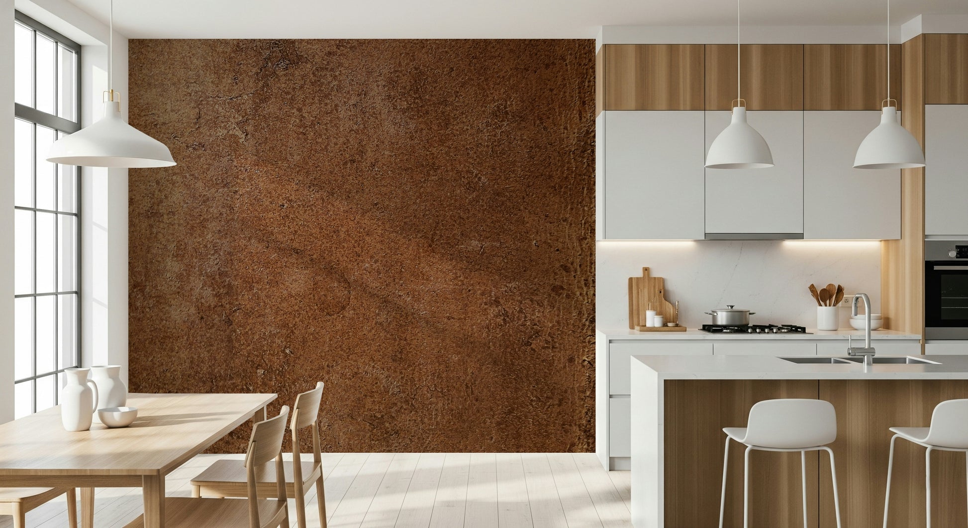 Saddle Leather Texture Wallpaper – Deep caramel-brown mural featuring realistic aged leather details and soft sheen.