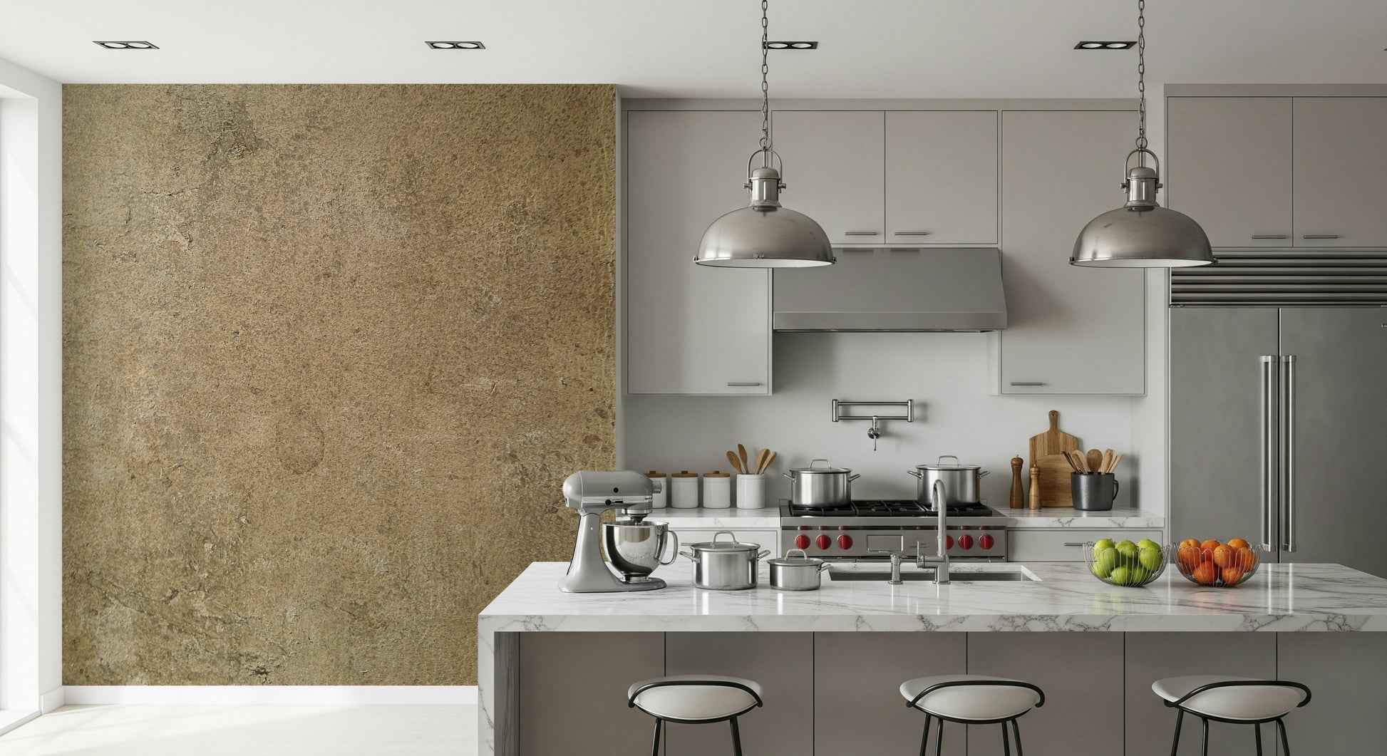 Vintage Leather Wallpaper Mural – Subtle distressed leather design in soft chamois color, ideal for cozy spaces.