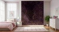 Aubergine Nebula Wall Mural – Beautifully detailed cosmic clouds and starscape wallpaper in luxurious purple tones.