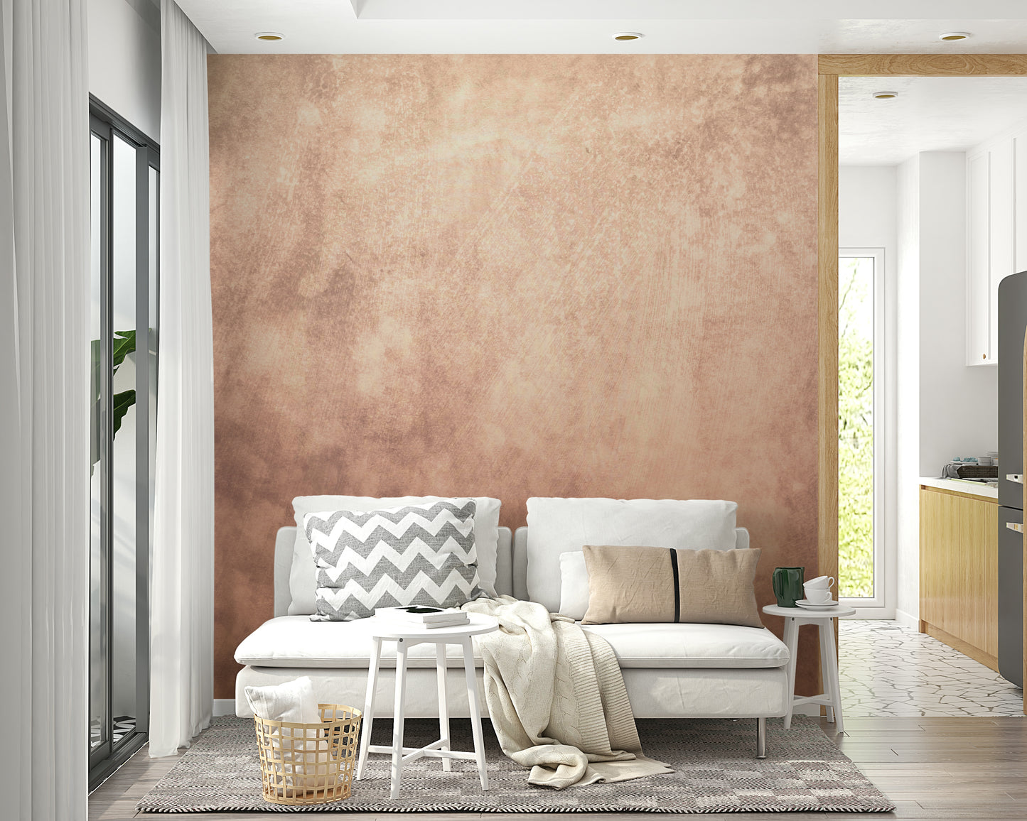Earthy Textured Watercolour - Peach Wall Mural