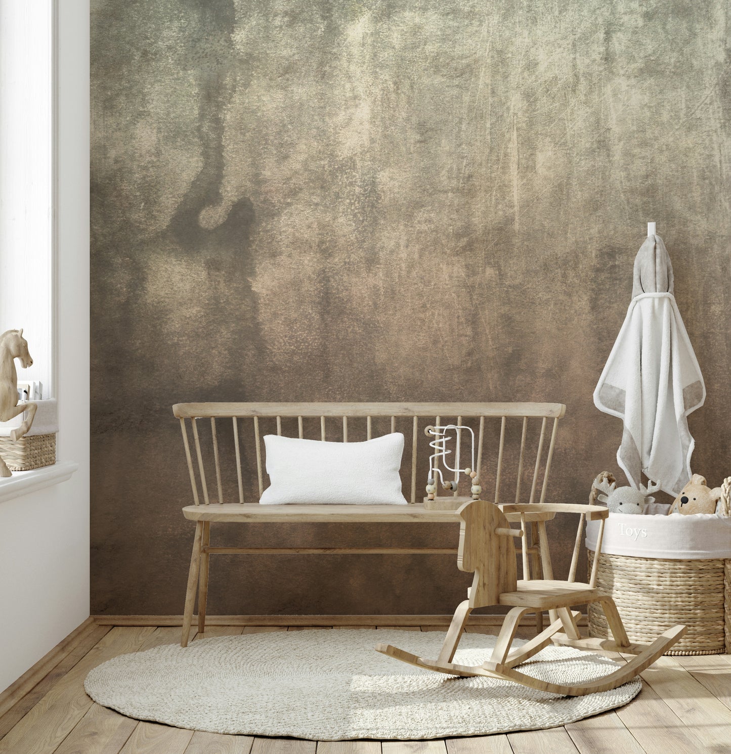 Earthy Textured Watercolour - Mushroom Wall Mural