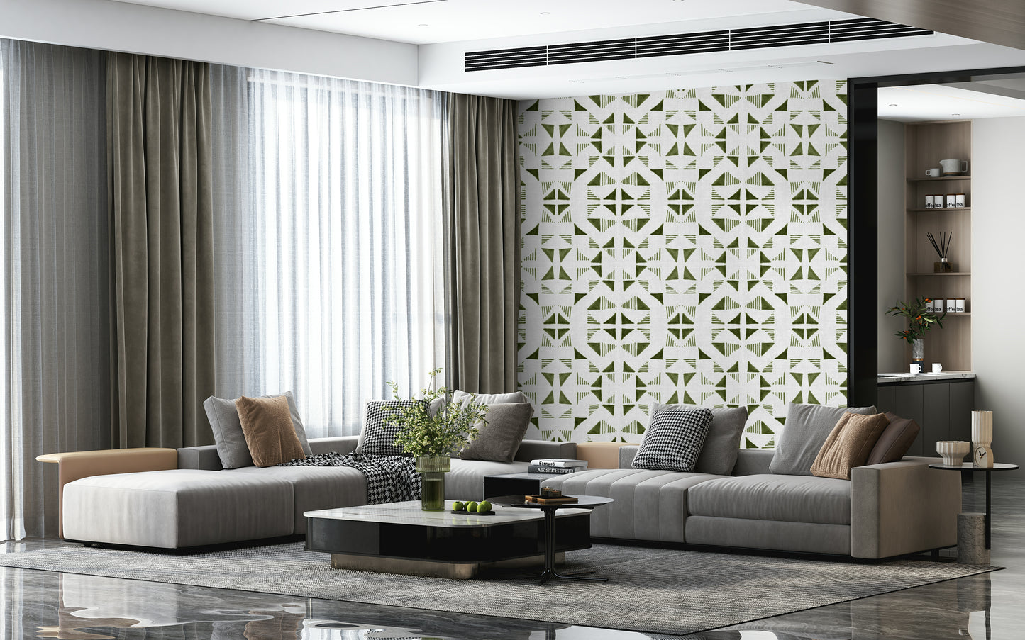 Triangles Composition Light Olive Wallpaper⁠