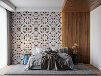 Triangles wallpaper in warm neutral shades with layered geometric patterns.