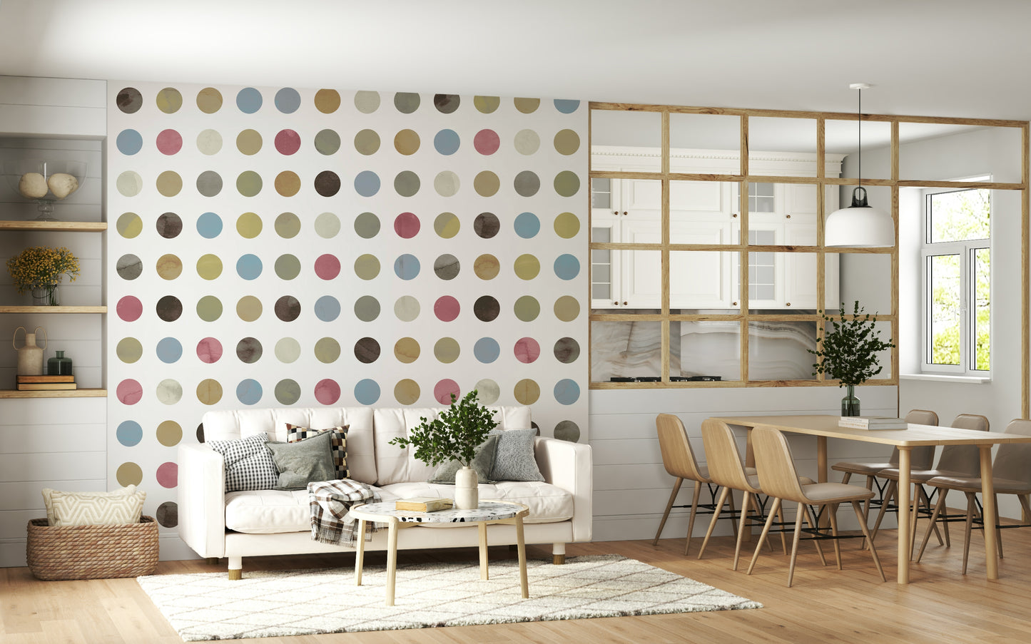 Winter Pastel Dot Delight Wall Mural — gentle dot pattern in muted winter pastels.