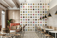Decorative mural featuring delicate pastel dots in calming winter shades.