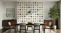 Winter Pastel Dot Delight Wall Mural featuring soft pastel dots in winter-inspired colors.