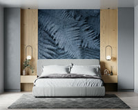 Botanical wallpaper with elegant ferns and subtle frosted textures for a serene space.