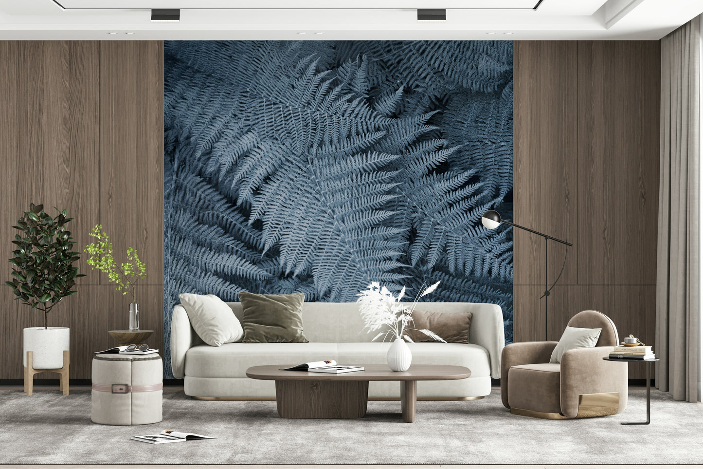 Frosted Fern Delight Wall Mural — elegant fern patterns with subtle icy textures.