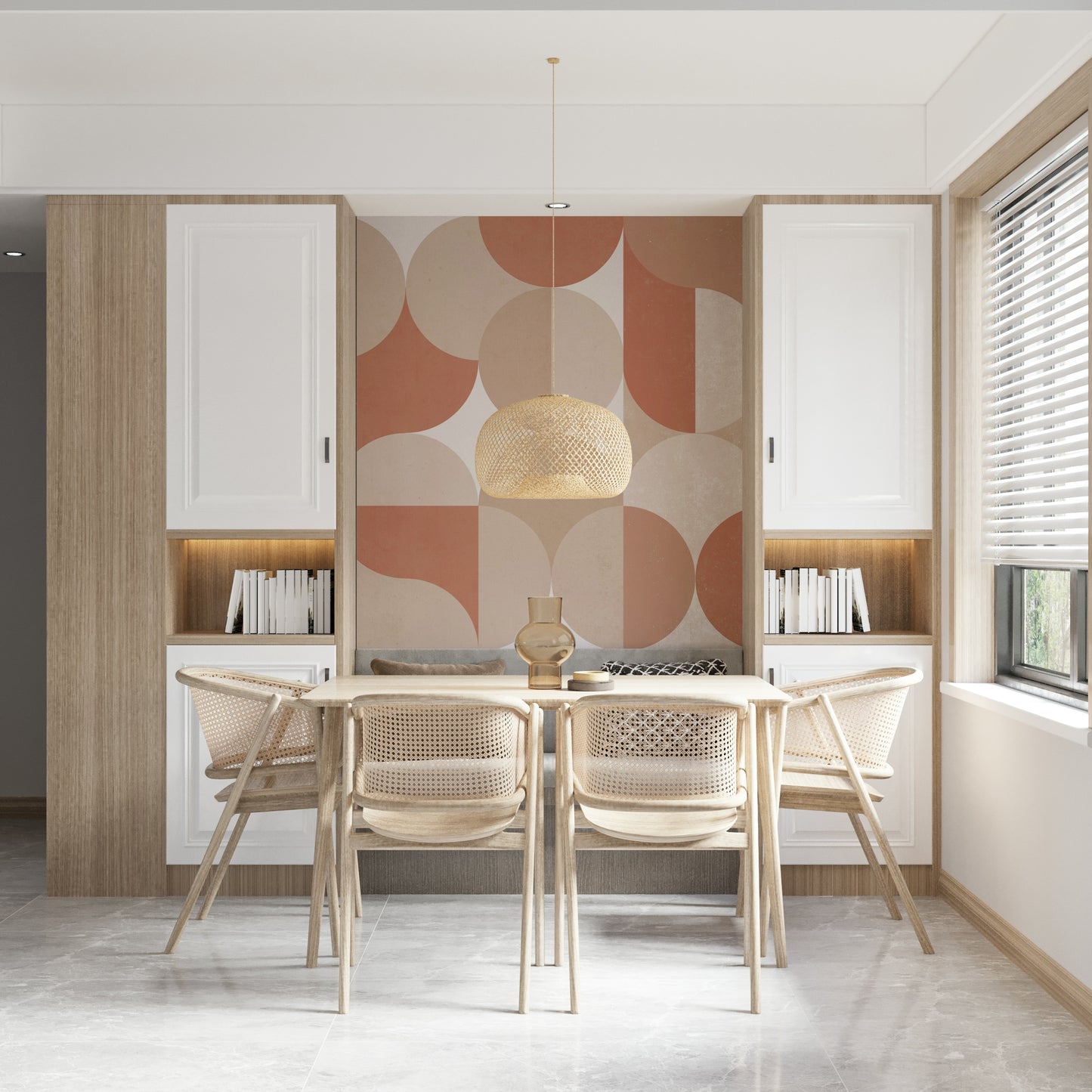 Muted Warm Tones Circles Wall Mural