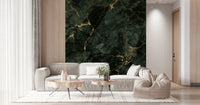 Wall mural with gilded stone textures combining natural ruggedness with a touch of luxury.