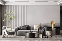 Wall mural with panoramic grayscale vistas, emphasizing texture and contrast.