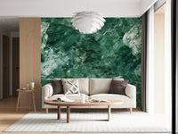 Wall mural with emerald green stone patterns for a sophisticated, modern look.