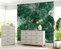 Emerald Stone Wall Mural — bold green stone textures adding depth and sophistication to interiors.