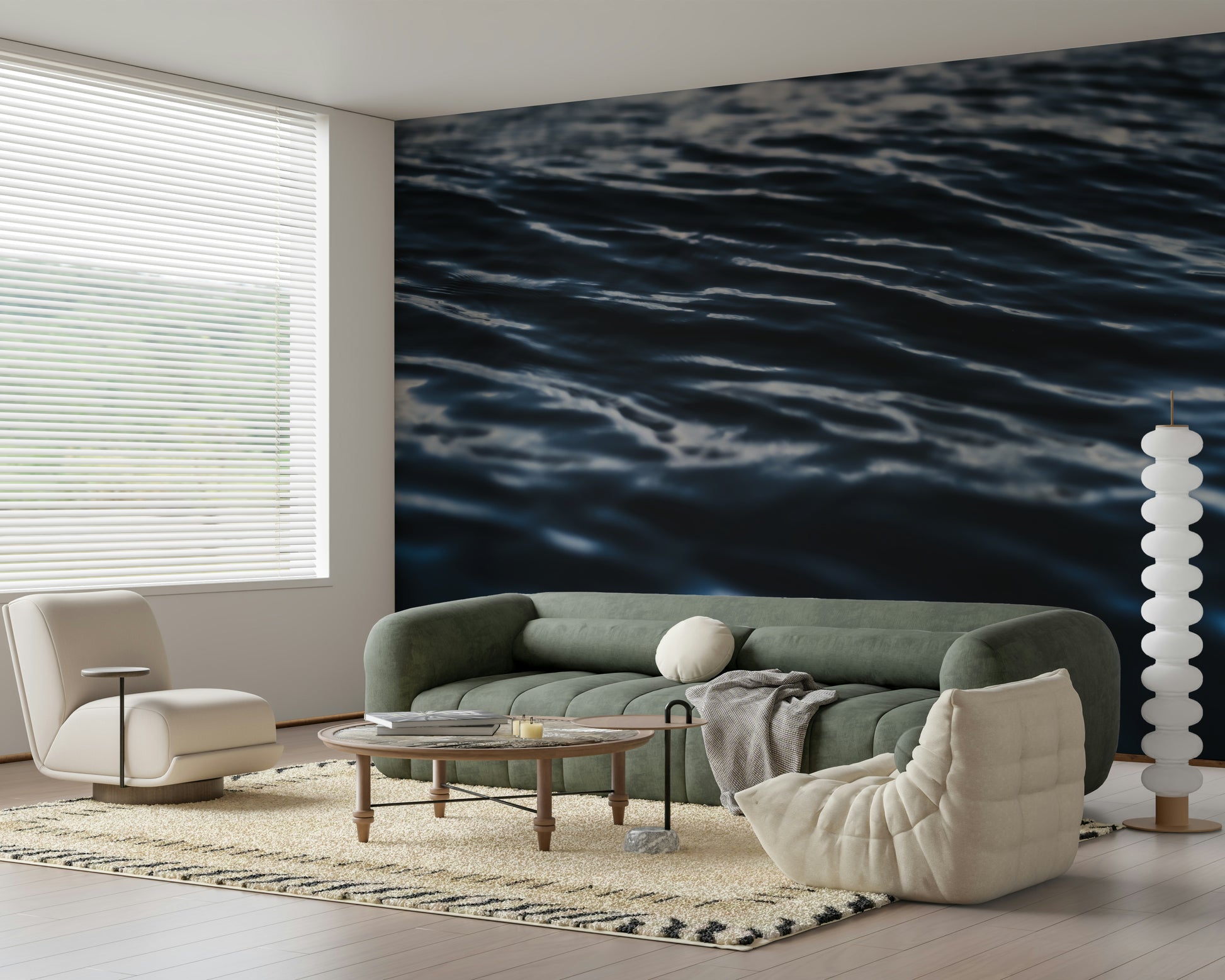 Abstract wallpaper with deep sea ripples and layered blue gradients for a tranquil look.