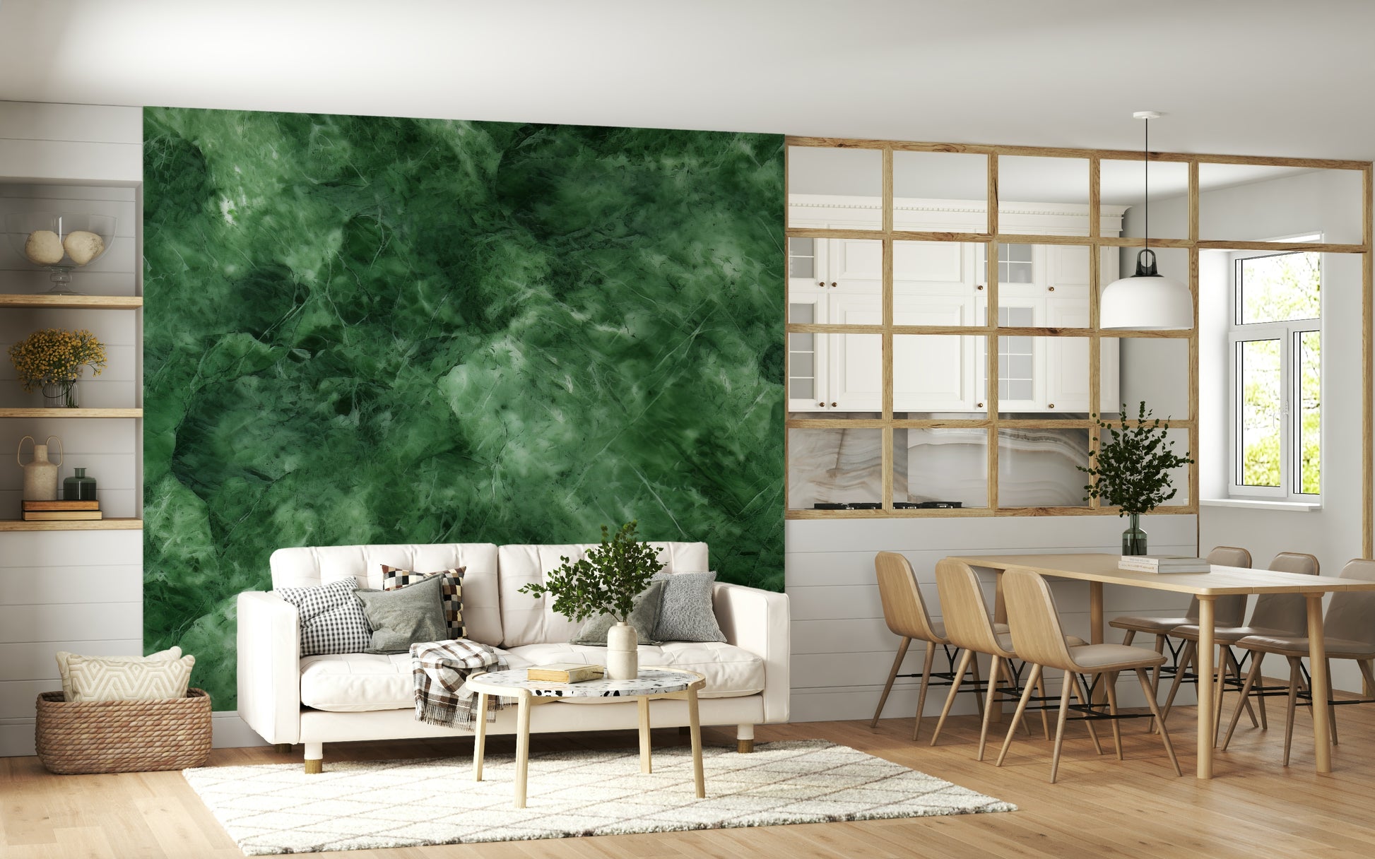 Emerald Veins Wall Mural — rich green stone textures with detailed veining for statement walls.