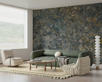 Decorative wall mural showcasing natural aged stone with rustic textures and cracks.