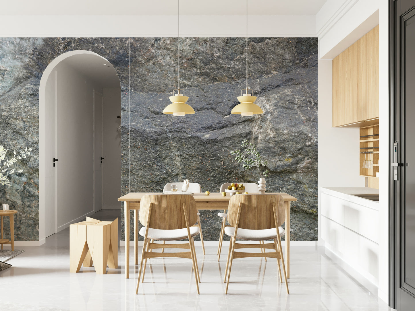 Decorative wall mural showcasing natural granite textures for a sleek, modern look.