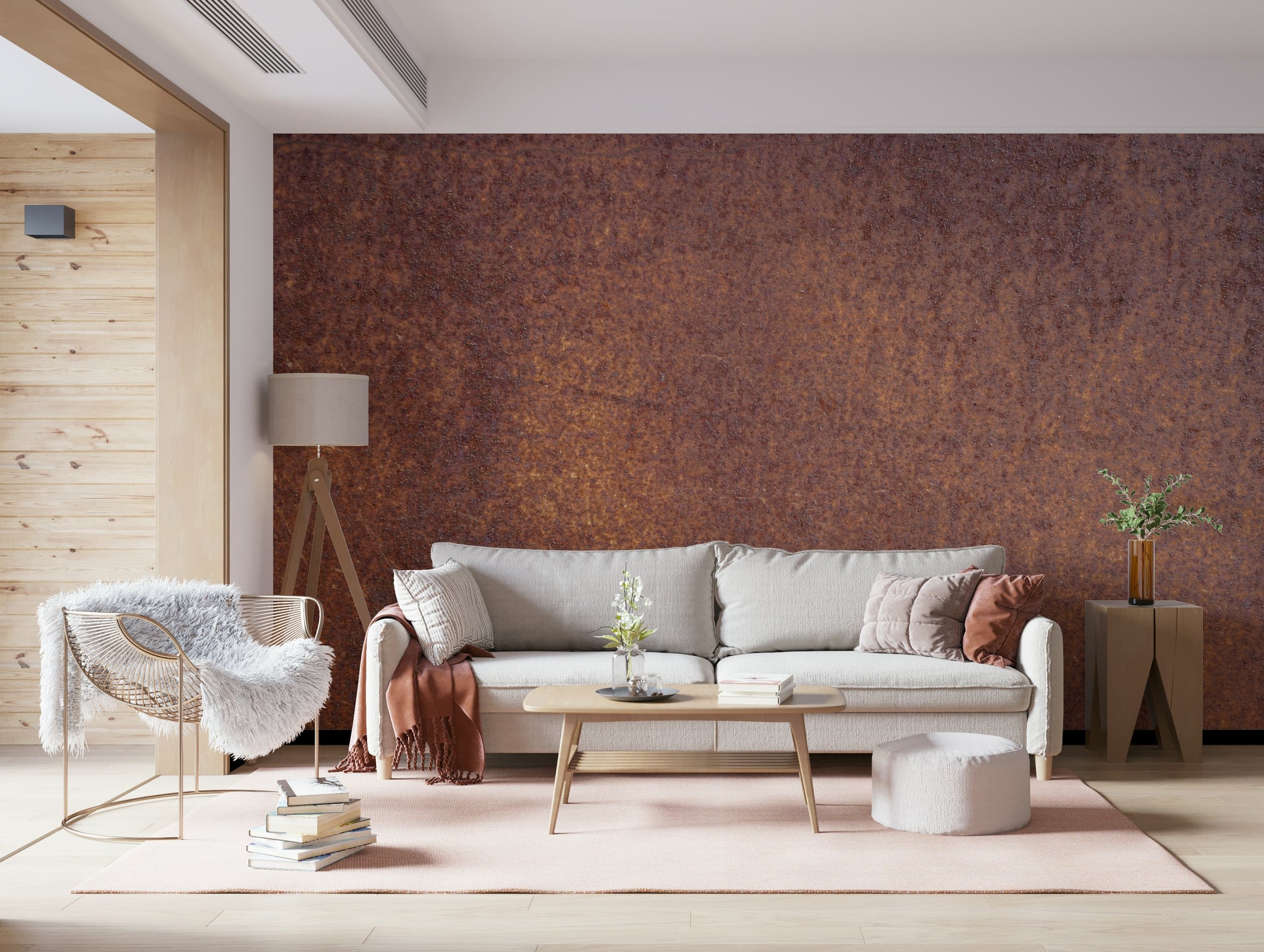 Rustic Rust Wall Mural — textured rust pattern creating a vintage, earthy interior vibe.