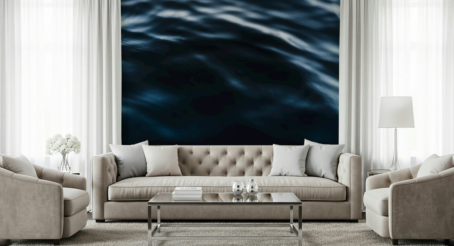 Deep Blue Waves Wall Mural — immersive deep-sea wave patterns for modern interiors.