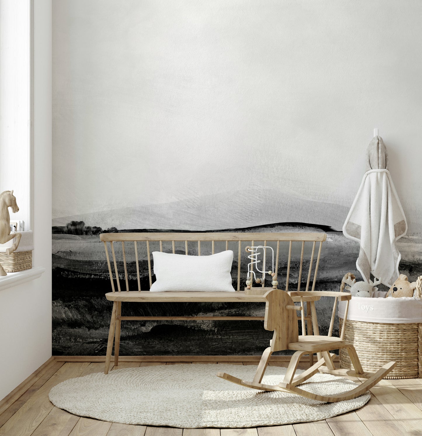 Fresque murale collines en niveaux de gris -2492353