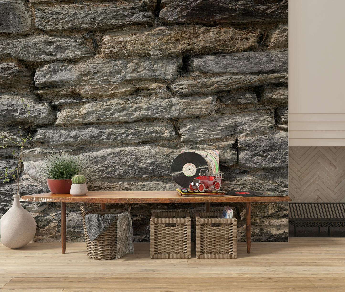 Gray Stone Wall Texture Wall Mural -2566578