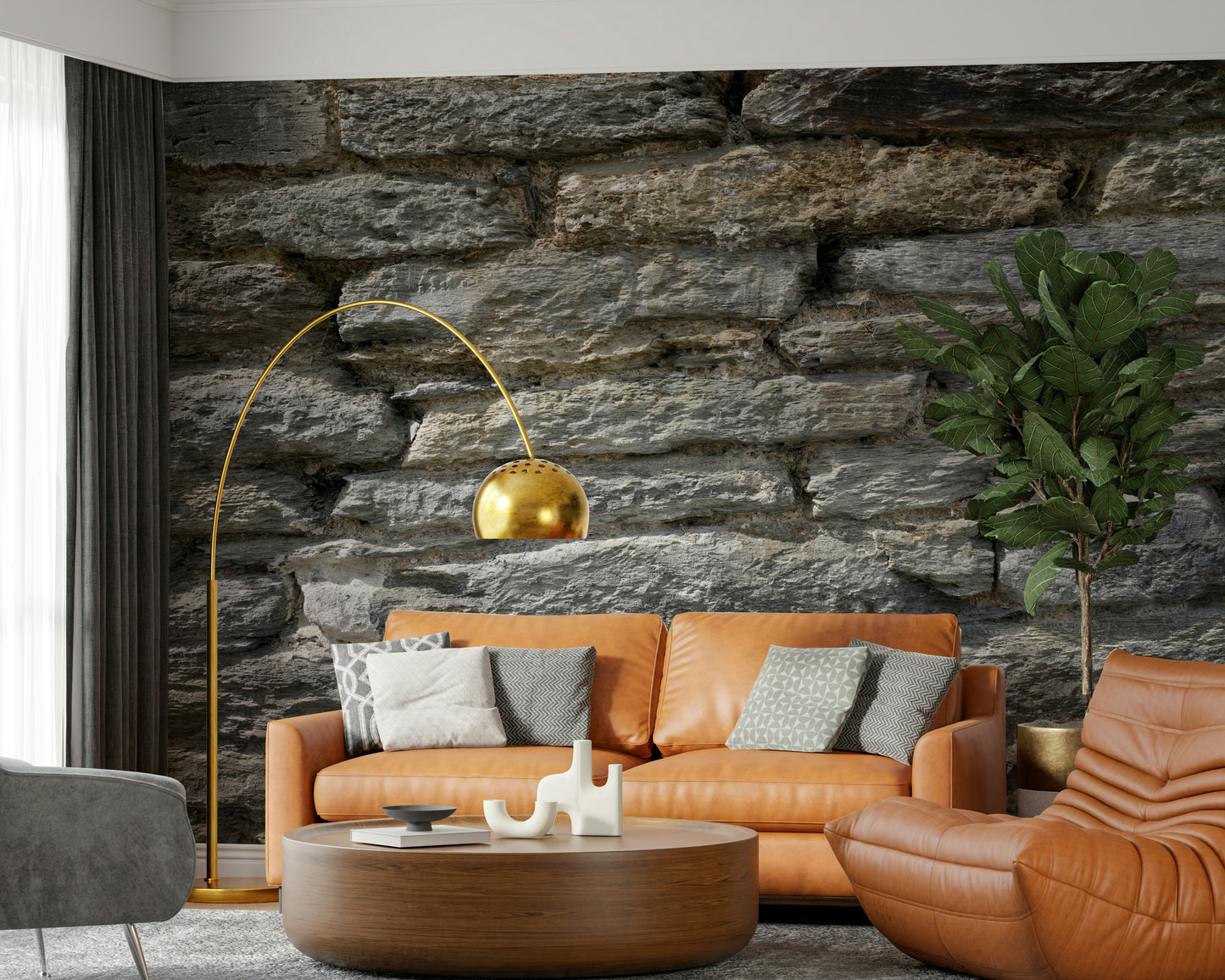 Gray Stone Wall Texture Wall Mural -2566578