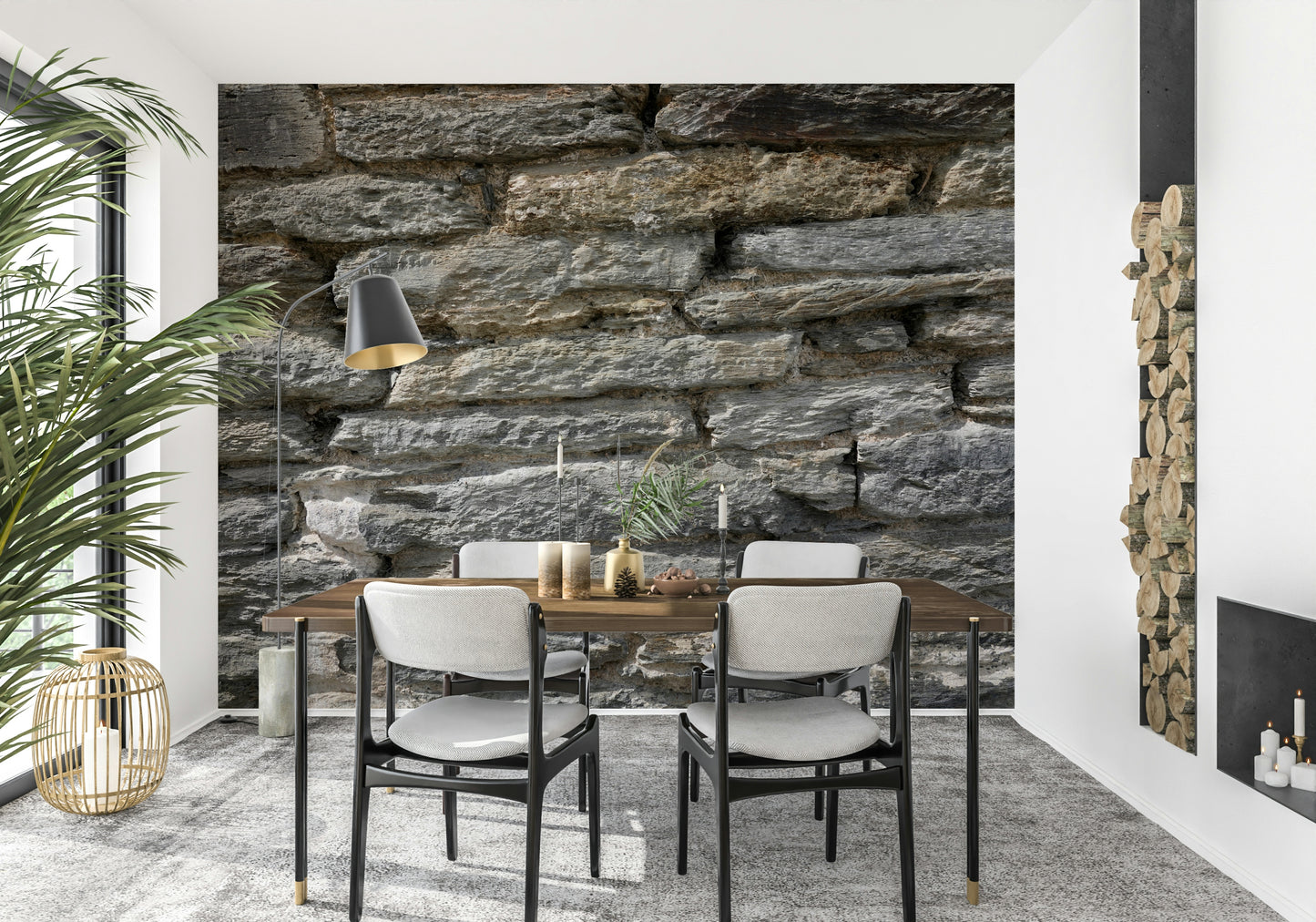 Gray Stone Wall Texture Wall Mural -2566578
