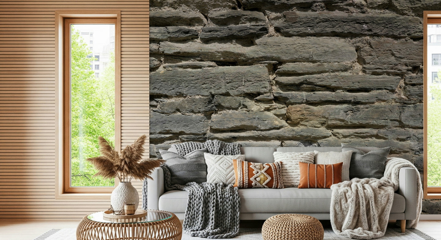 Grey Stone Layers Wall Mural -2566575