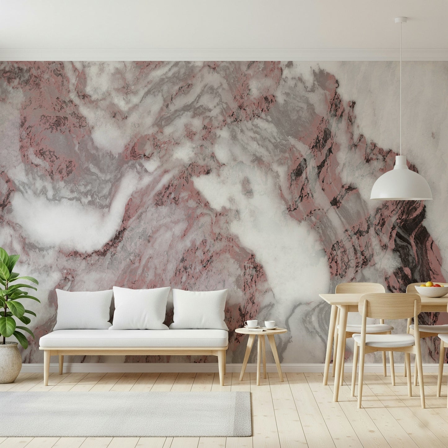 Dusty Rose Marble Swirl Wall Mural -2579026