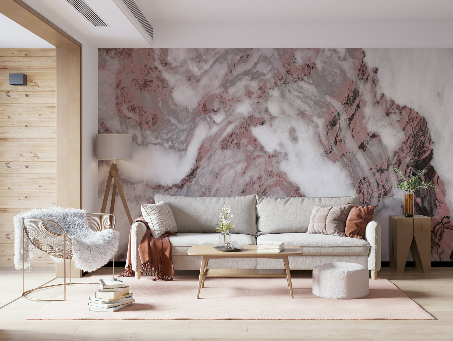 Dusty Rose Marble Swirl Wall Mural -2579026