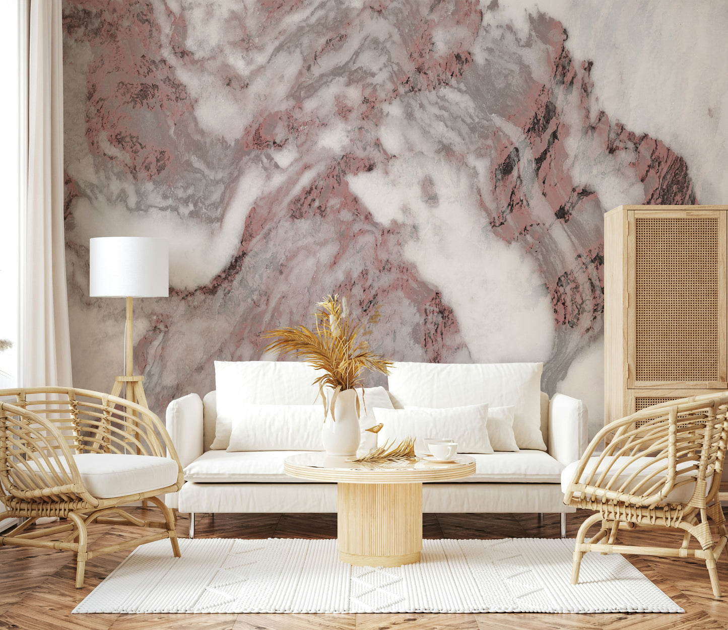 Dusty Rose Marble Swirl Wall Mural -2579026