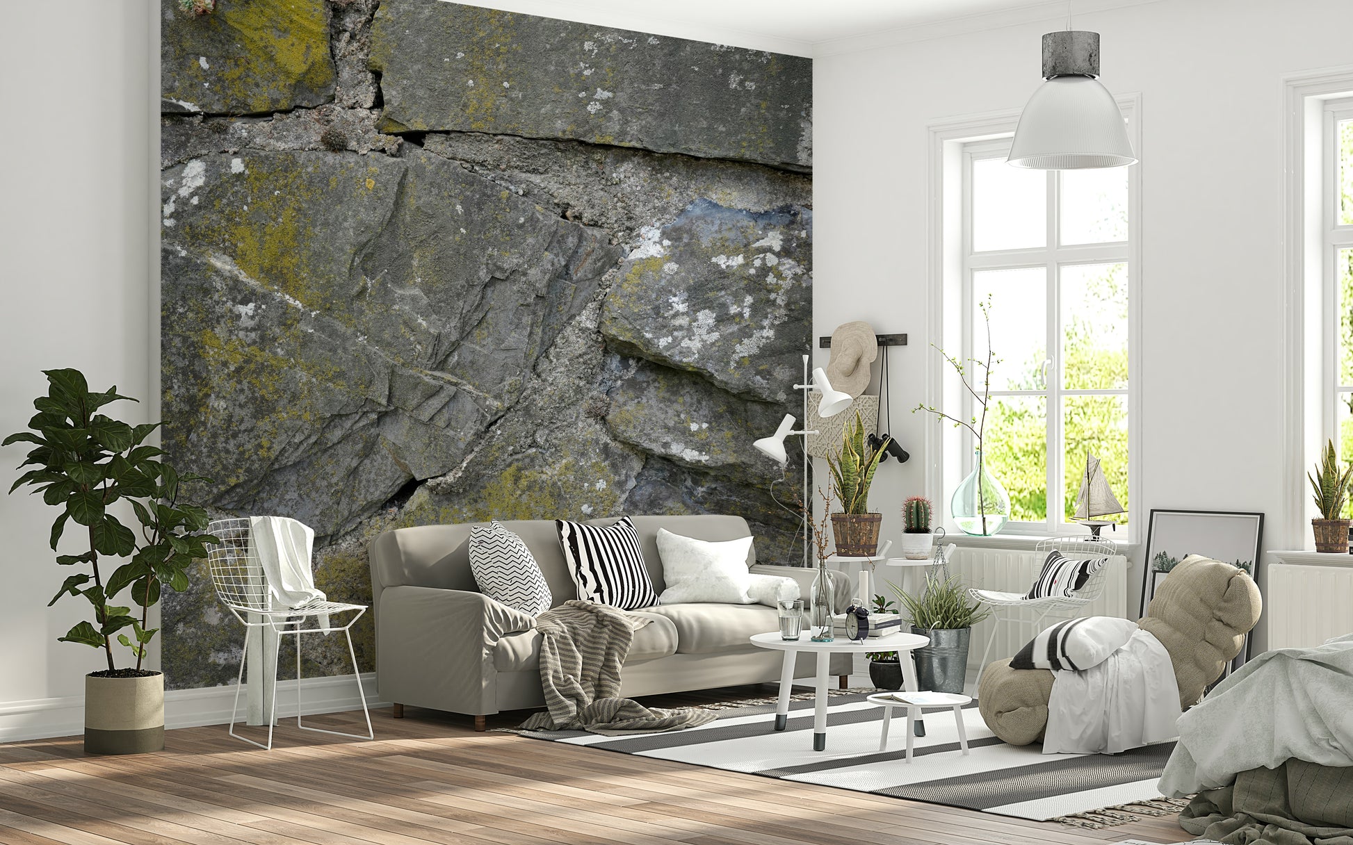 Cracked Stone Texture Wall Mural featuring realistic stone surfaces with natural cracks for rustic and industrial interiors.