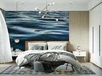 Ocean-inspired Deep Blue Serenity wall mural with smooth gradients for peaceful, modern décor.
