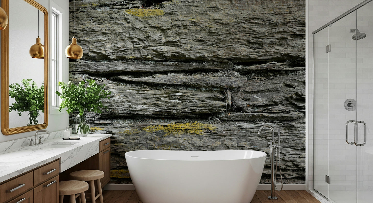 Wall mural showcasing rough, layered stone textures for farmhouse, loft, or industrial-style décor.