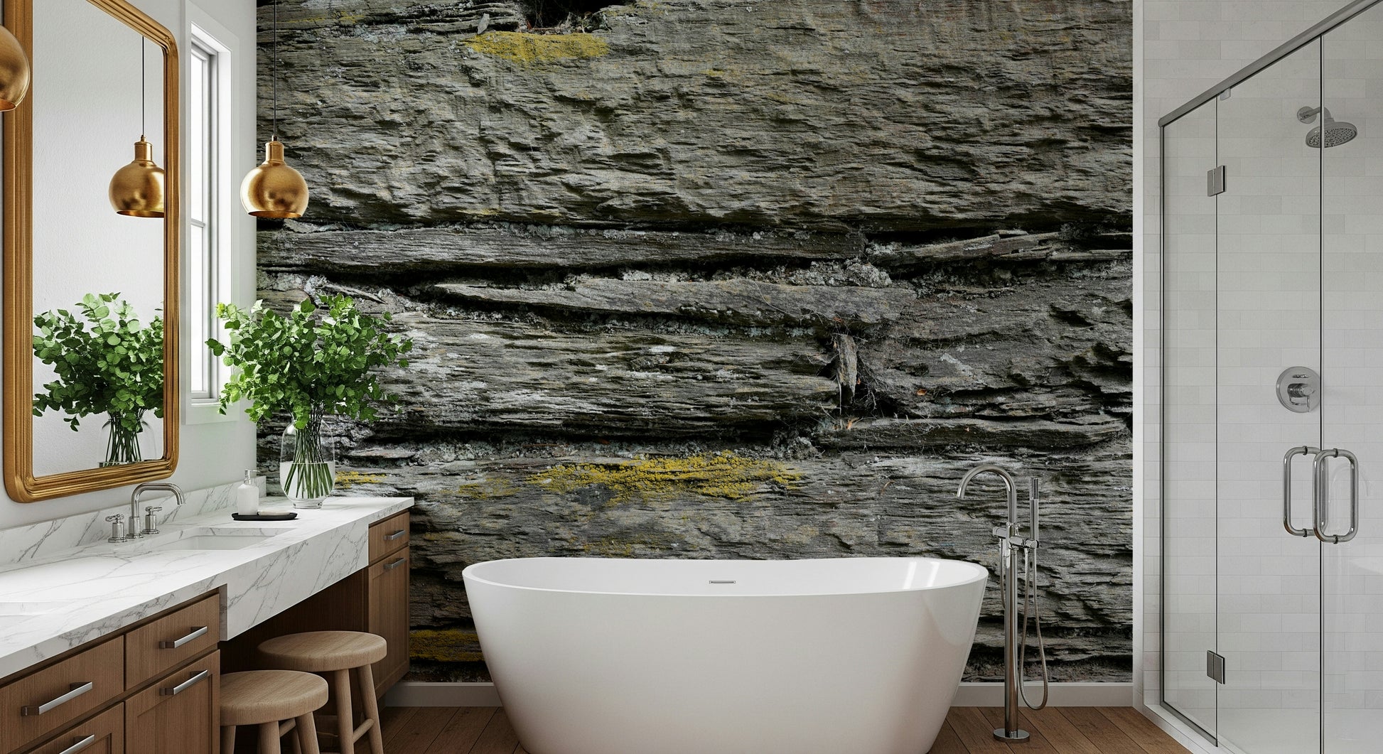 Wall mural showcasing rough, layered stone textures for farmhouse, loft, or industrial-style décor.