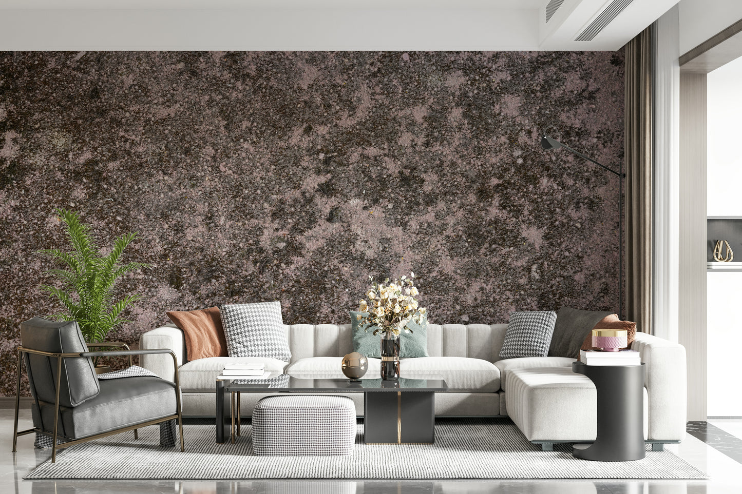 Mottled Earth wallpaper mural adding warmth, texture, and a natural feel to bedrooms, offices, or feature walls.