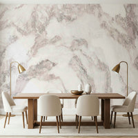 Decorative wallpaper mural blending soft rose tones and natural marble veining for stylish living spaces.