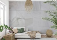 White Stone Blocks wall mural creating a sleek, elegant backdrop with subtle texture and depth.