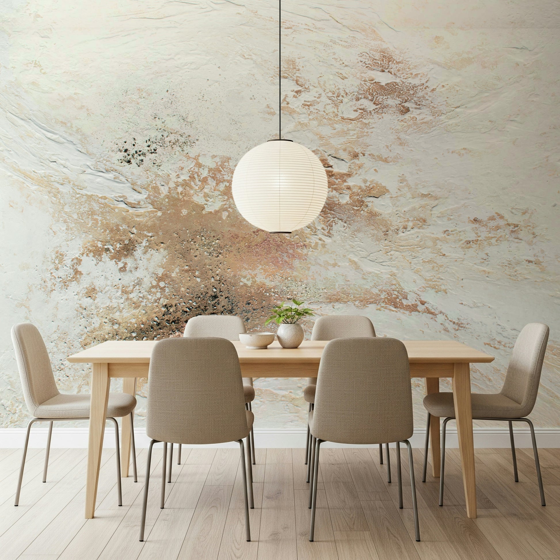 Ethereal canvas wallpaper mural adding subtle depth, movement, and artistic flair to bedrooms or offices.