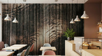 Natural wood texture wall mural with soft, airy tones creating a serene and inviting atmosphere.