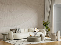 Oyster Shell Echo Wall Mural blending neutral shell textures with subtle shading for a calming, timeless look.