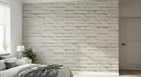 White brick wallpaper mural with subtle texture for living rooms, offices, or feature walls.